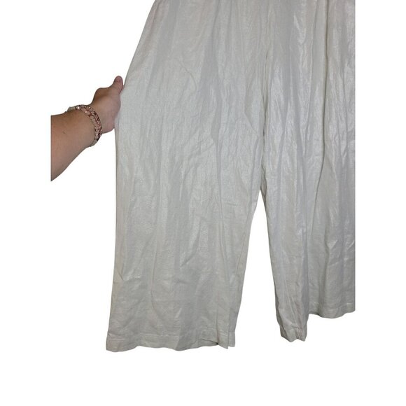 House of Harlow Linen Blend Wide Leg Dress Pants Silky Shimmer Office Siren - Picture 4 of 8